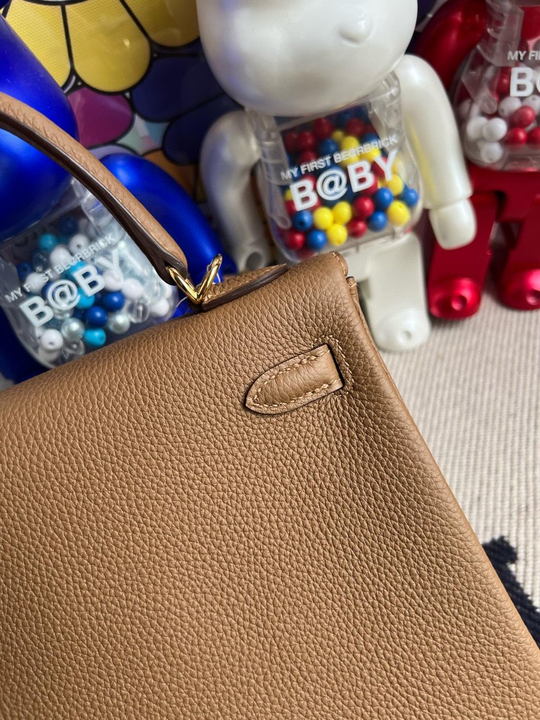 Hermès（爱马仕）Kelly 凯莉包 原厂小牛皮 togo 3G 栗子色 Alezan 金扣 25cm 顶级手缝