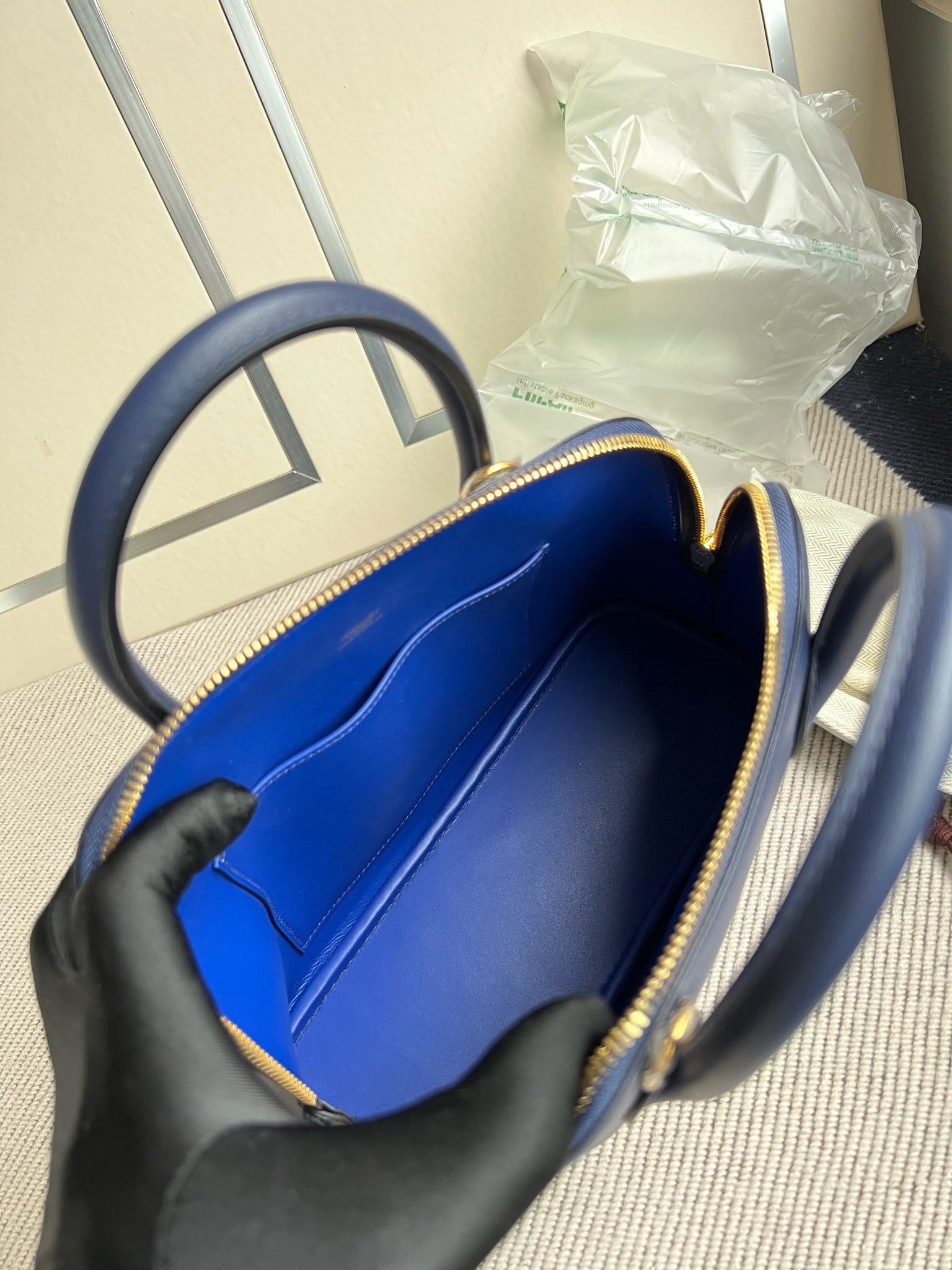 Hermès（爱马仕）Bolide 铂金包 Evecolor 宝石蓝 内拼 琉璃蓝 金扣 GHW 25cm 顶级手缝