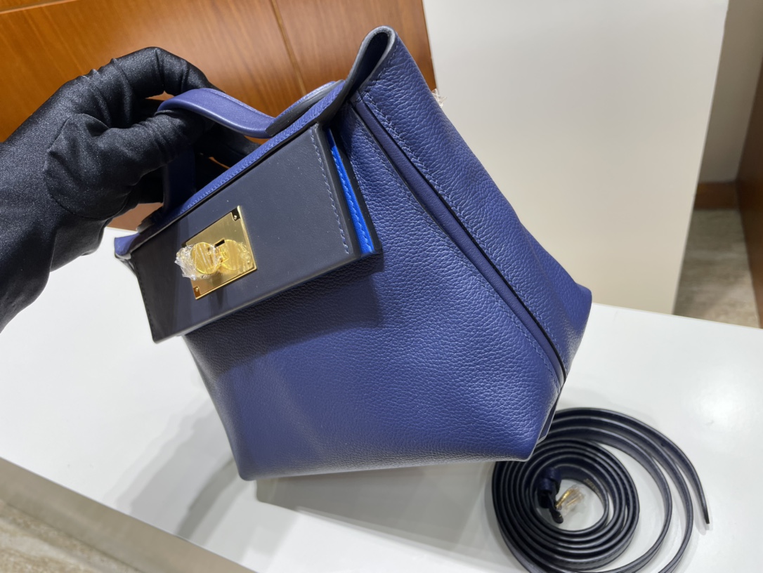 Hermès（爱马仕）Mini kelly 2424 Evecolor 宝石蓝 拼 深海蓝 拼 法国蓝 金扣 GHW 21cm 顶级手缝