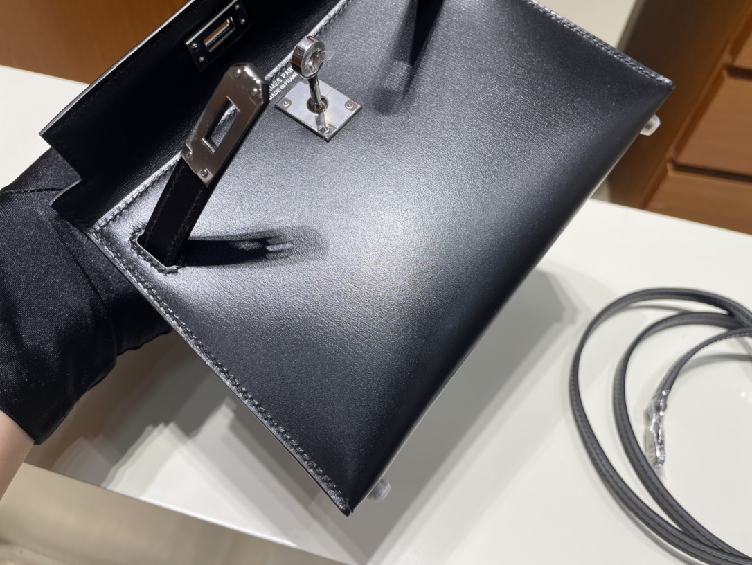 Hermès（爱马仕）Mini kelly ll Box calf ck89 黑色 Noir 银扣 PHW 顶级手缝