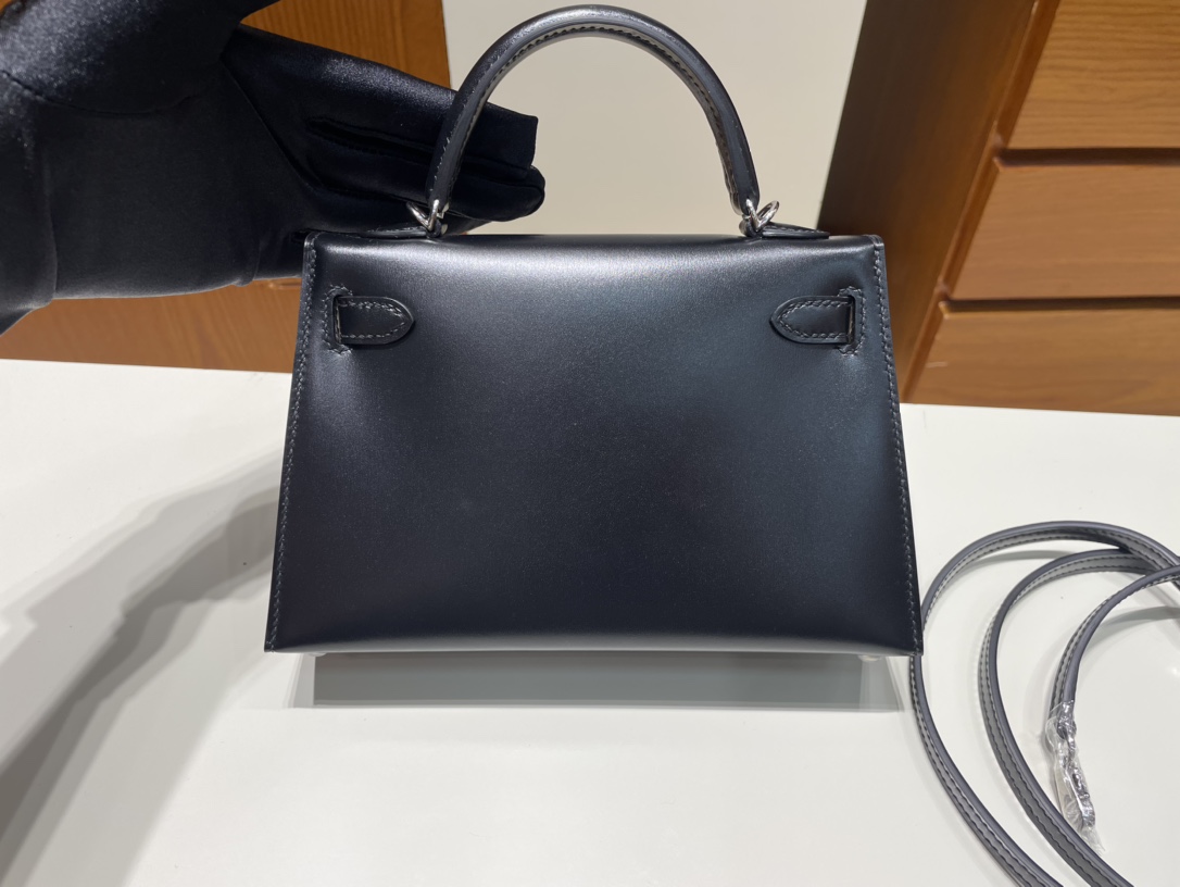 Hermès（爱马仕）Mini kelly ll Box calf ck89 黑色 Noir 银扣 PHW 顶级手缝