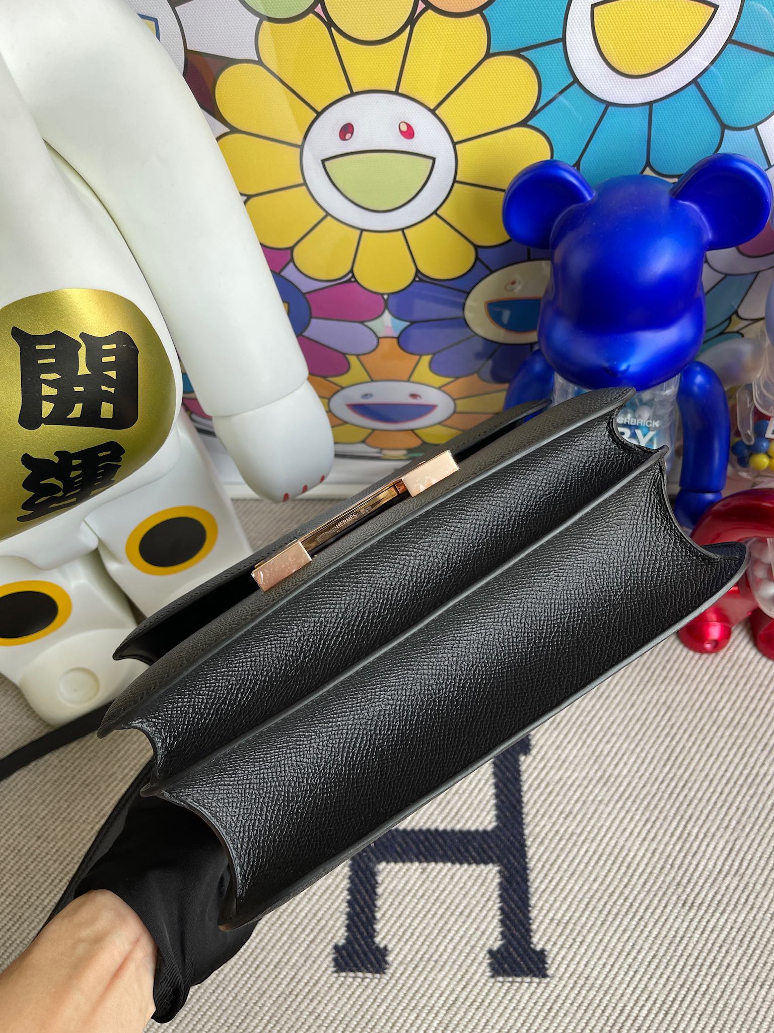 Hermès（爱马仕）Constance 康康 Epsom 原厂掌纹皮 ck89 黑色 Noir 玫瑰金扣 24cm 顶级手缝