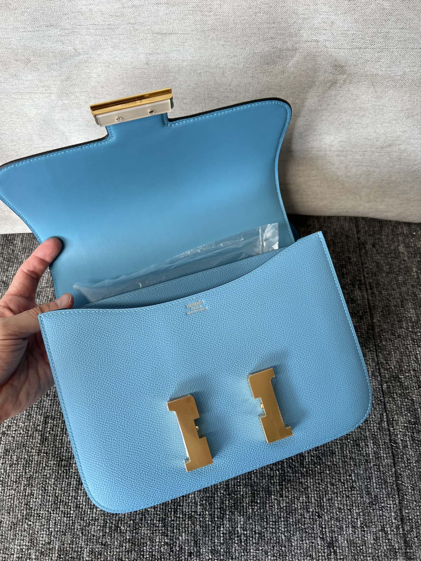 Hermès（爱马仕）Constance 康康 Epsom 原厂掌纹皮 p3 北方蓝 金扣 GHW 24cm 顶级手缝