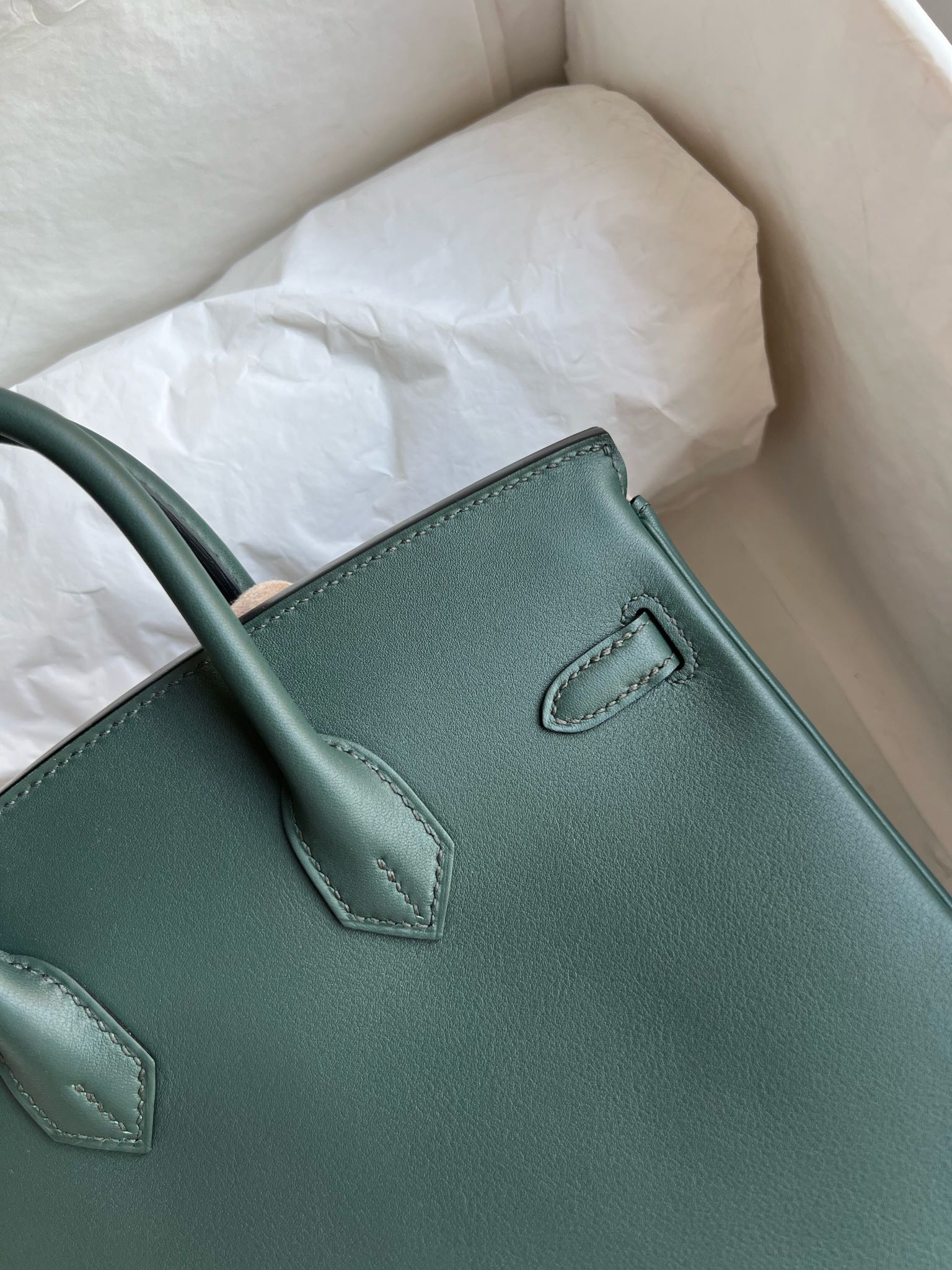 Hermès（爱马仕）Birkin 铂金包 Swift 6O 松柏绿 vert cypress 金扣 GHW 25cm 顶级手缝