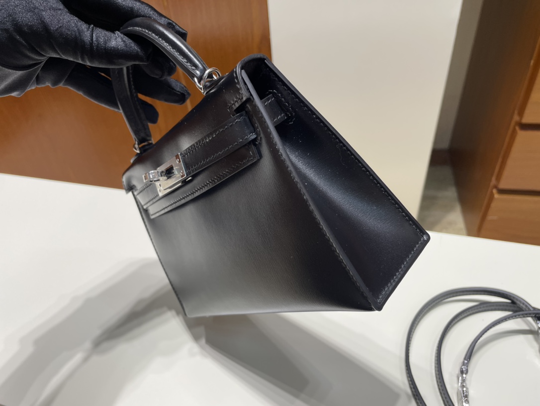 Hermès（爱马仕）Mini kelly ll Box calf ck89 黑色 Noir 银扣 PHW 顶级手缝