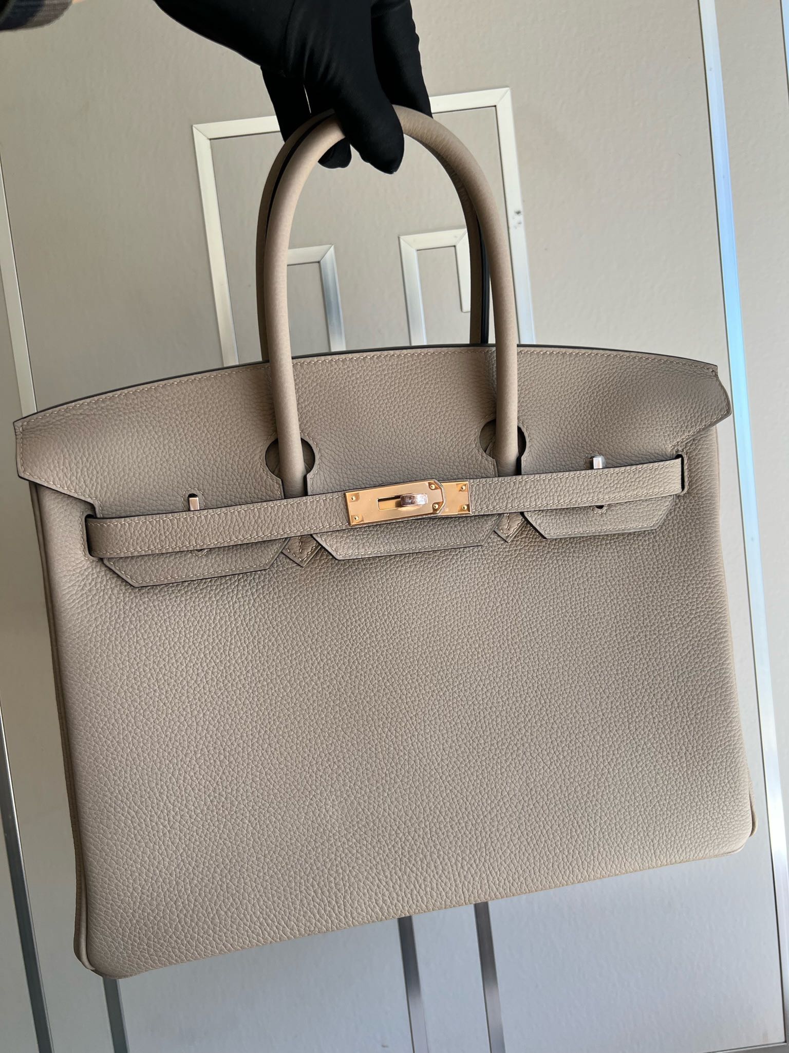 Hermès（爱马仕）Birkin 铂金包 原厂小牛皮 togo ck81 斑鸠灰 Gris T 玫瑰金扣 Rose gold 35cm
