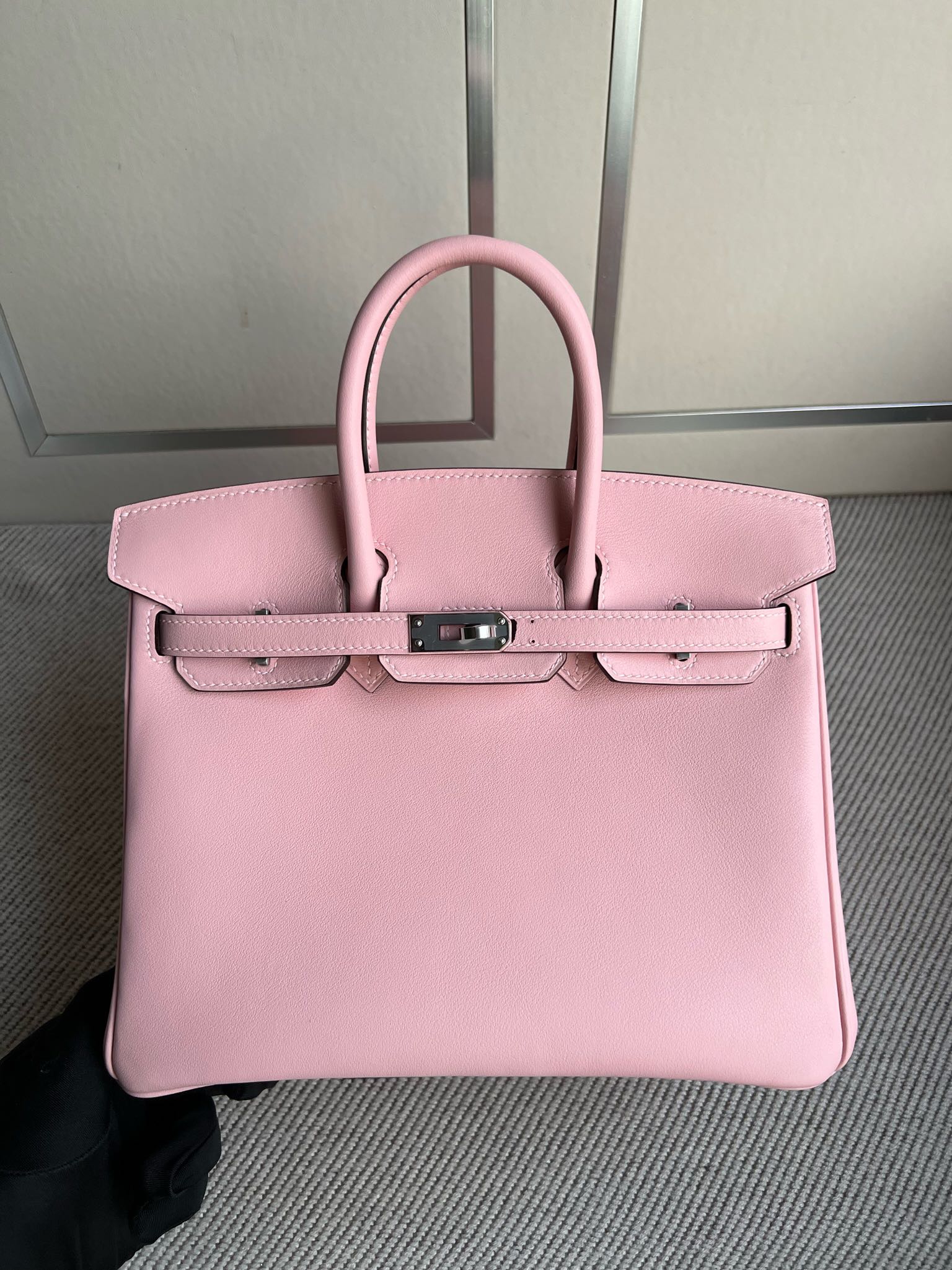 Hermès（爱马仕）Birkin 铂金包 Swift 3Q粉 rose sakura 内拼 马卡龙蓝 银扣 PHW 25cm 顶级手缝