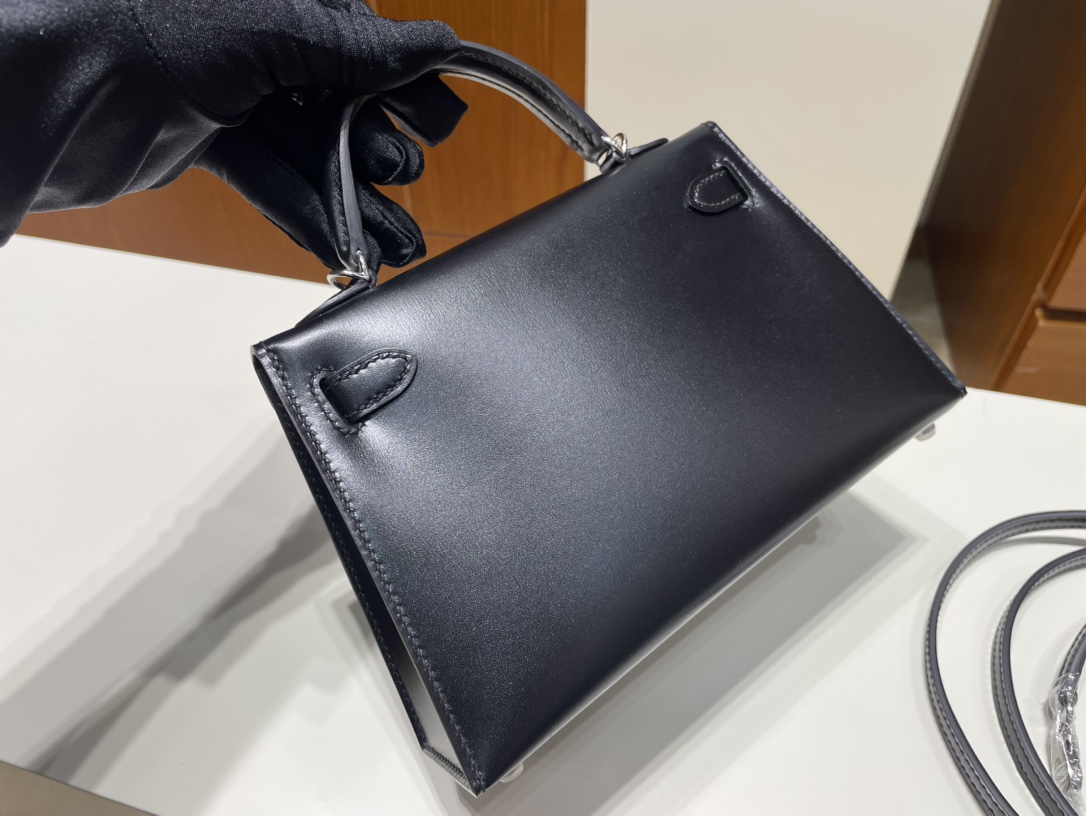 Hermès（爱马仕）Mini kelly ll Box calf ck89 黑色 Noir 银扣 PHW 顶级手缝