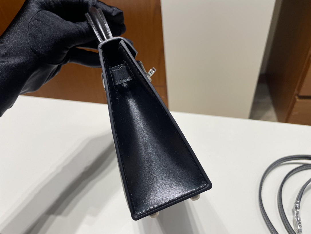 Hermès（爱马仕）Mini kelly ll Box calf ck89 黑色 Noir 银扣 PHW 顶级手缝