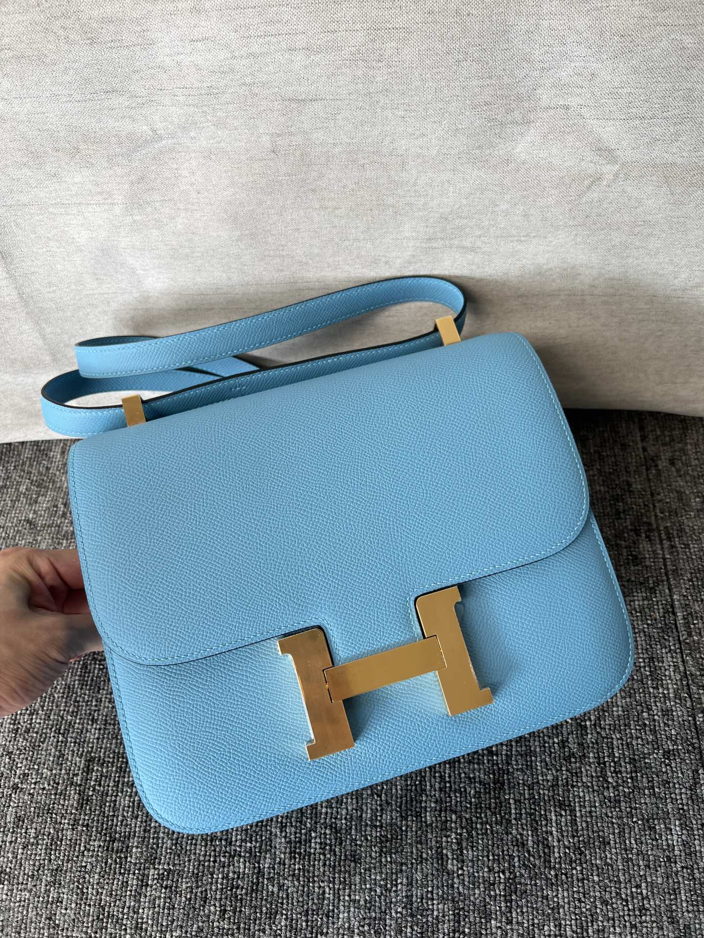 Hermès（爱马仕）Constance 康康 Epsom 原厂掌纹皮 p3 北方蓝 金扣 GHW 24cm 顶级手缝