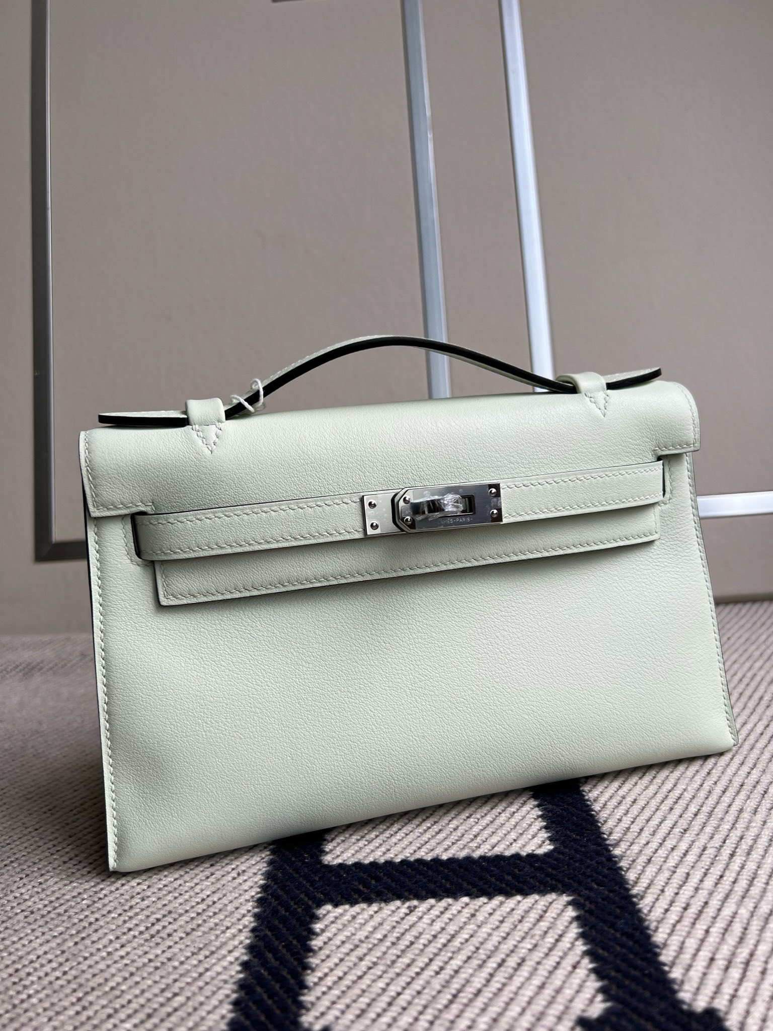Hermès（爱马仕）Mini kelly pochette Swift 气泡绿 银扣 PHW 22cm 顶级手缝 手拿包 晚宴包