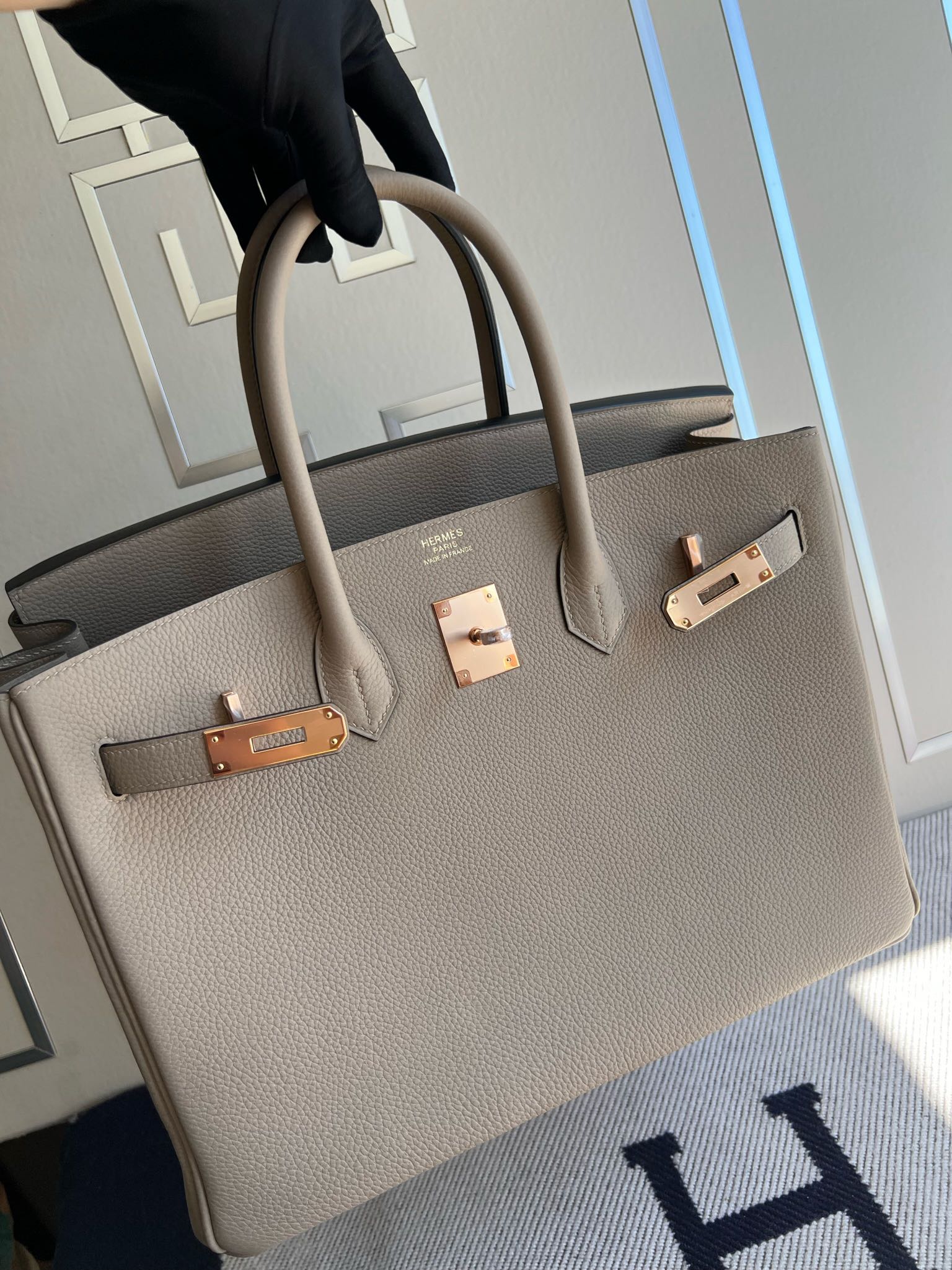Hermès（爱马仕）Birkin 铂金包 原厂小牛皮 togo ck81 斑鸠灰 Gris T 玫瑰金扣 Rose gold 35cm
