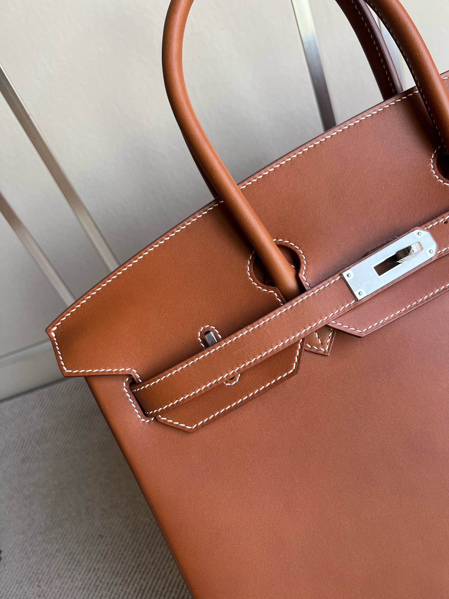 Hermès（爱马仕）Birkin 铂金包 马鞍皮 Barenia 金棕色 Gold 银扣 PHW 35cm 顶级手缝