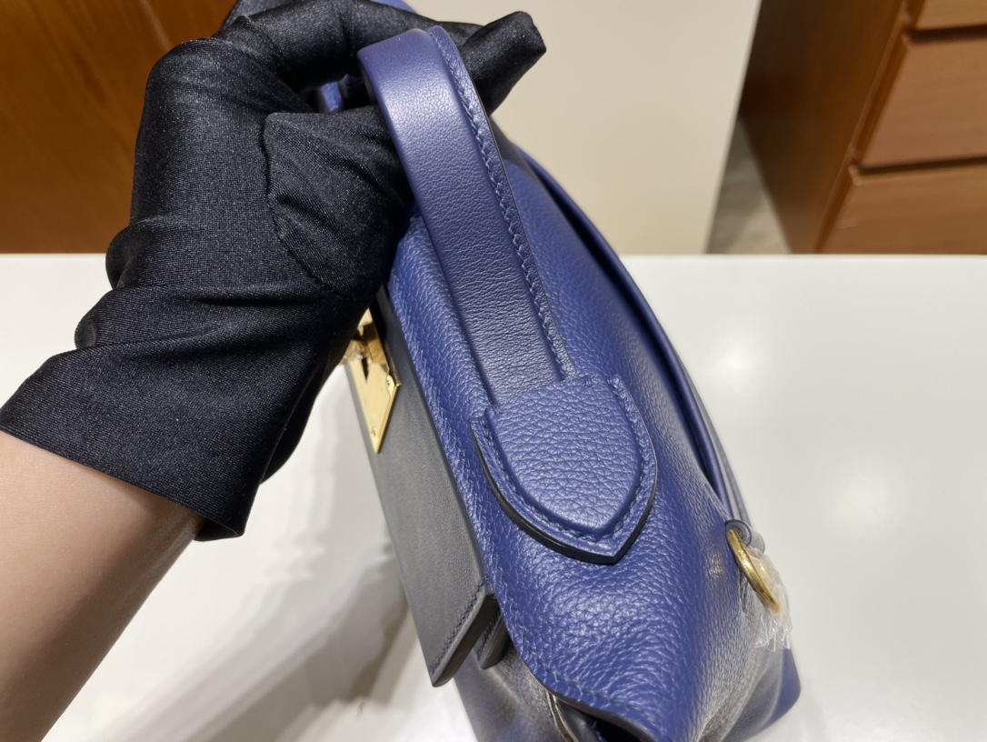 Hermès（爱马仕）Mini kelly 2424 Evecolor 宝石蓝 拼 深海蓝 拼 法国蓝 金扣 GHW 21cm 顶级手缝
