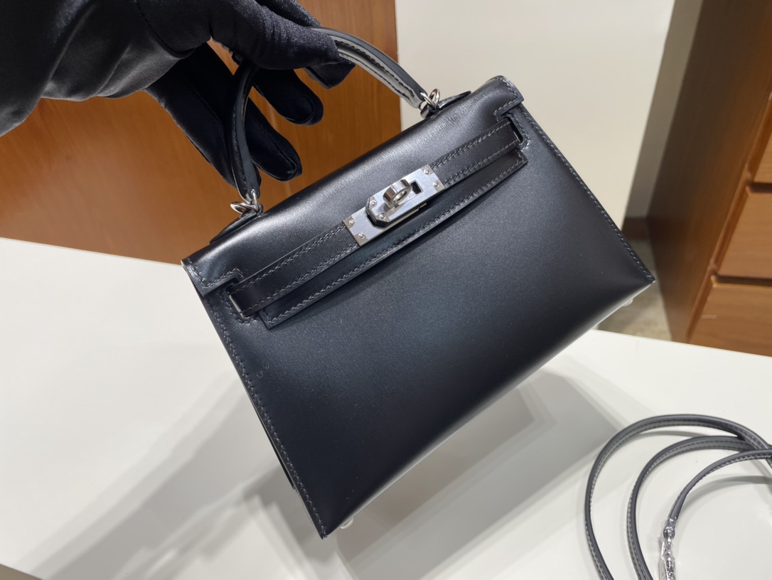 Hermès（爱马仕）Mini kelly ll Box calf ck89 黑色 Noir 银扣 PHW 顶级手缝