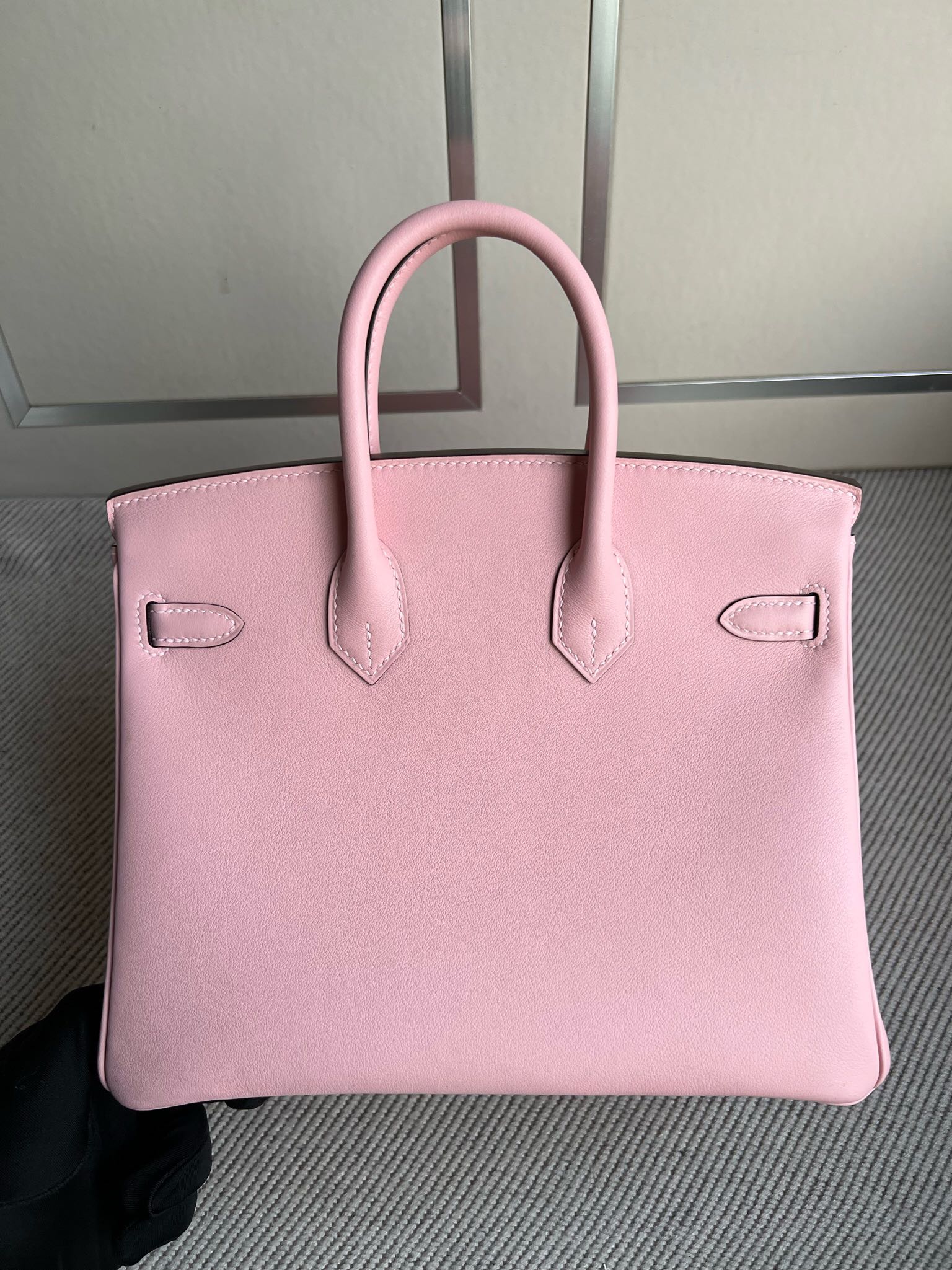 Hermès（爱马仕）Birkin 铂金包 Swift 3Q粉 rose sakura 内拼 马卡龙蓝 银扣 PHW 25cm 顶级手缝