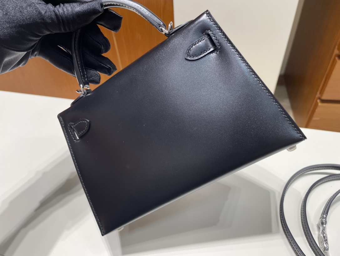 Hermès（爱马仕）Mini kelly ll Box calf ck89 黑色 Noir 银扣 PHW 顶级手缝