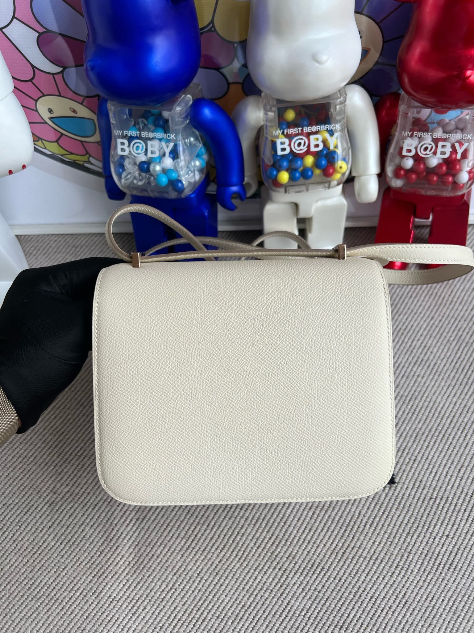 Hermès（爱马仕）Constance 康康 Epsom 原厂掌纹皮 ck10 奶昔白 Craie 玫瑰金扣 18cm 顶级手缝
