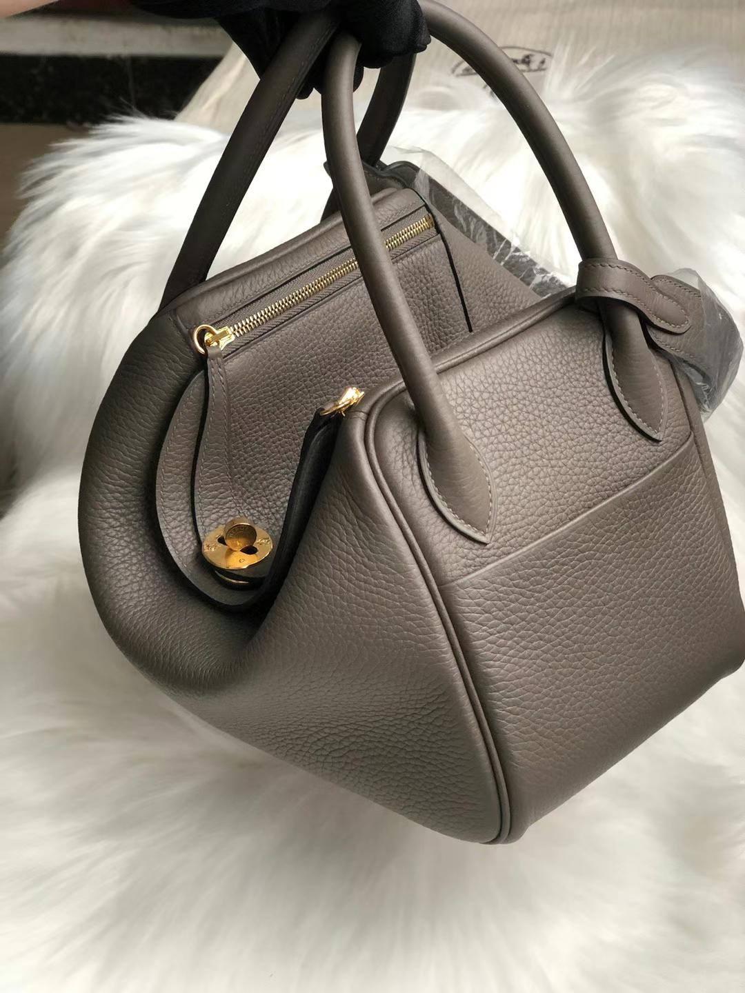 Hermès（爱马仕）Lindy 琳迪包 Clemence（原厂tc皮）8F 锡器灰 金扣 26cm 全手工蜡线缝制