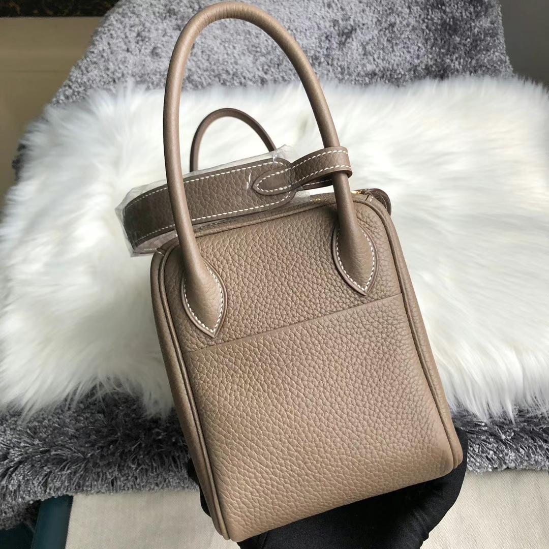 Hermès（爱马仕）Lindy 琳迪包 Clemence（原厂tc皮）Ck18 大象灰 金扣 26cm 全手工蜡线缝制