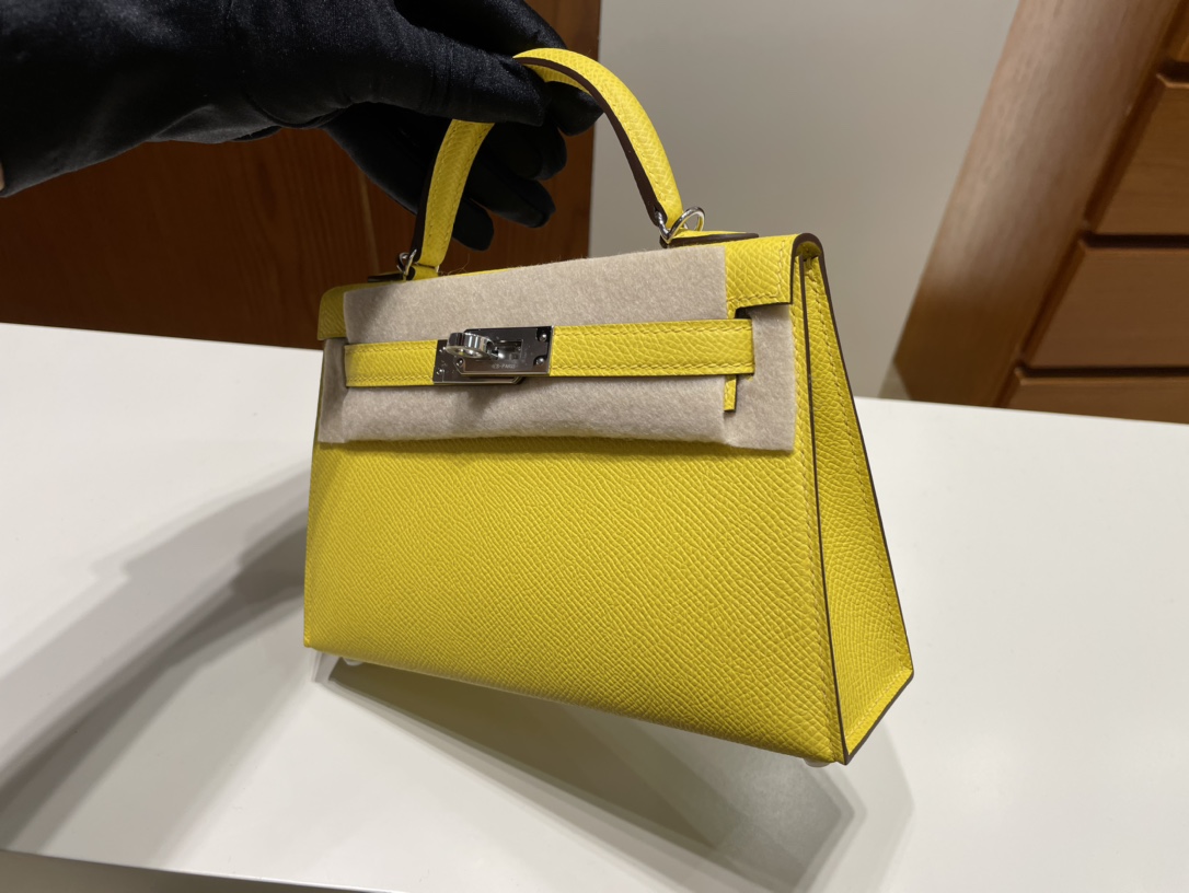 Hermès（爱马仕）Mini kelly 迷你凯莉 Epsom 9o 那不勒斯黄 银扣 phw 顶级手缝 19cm