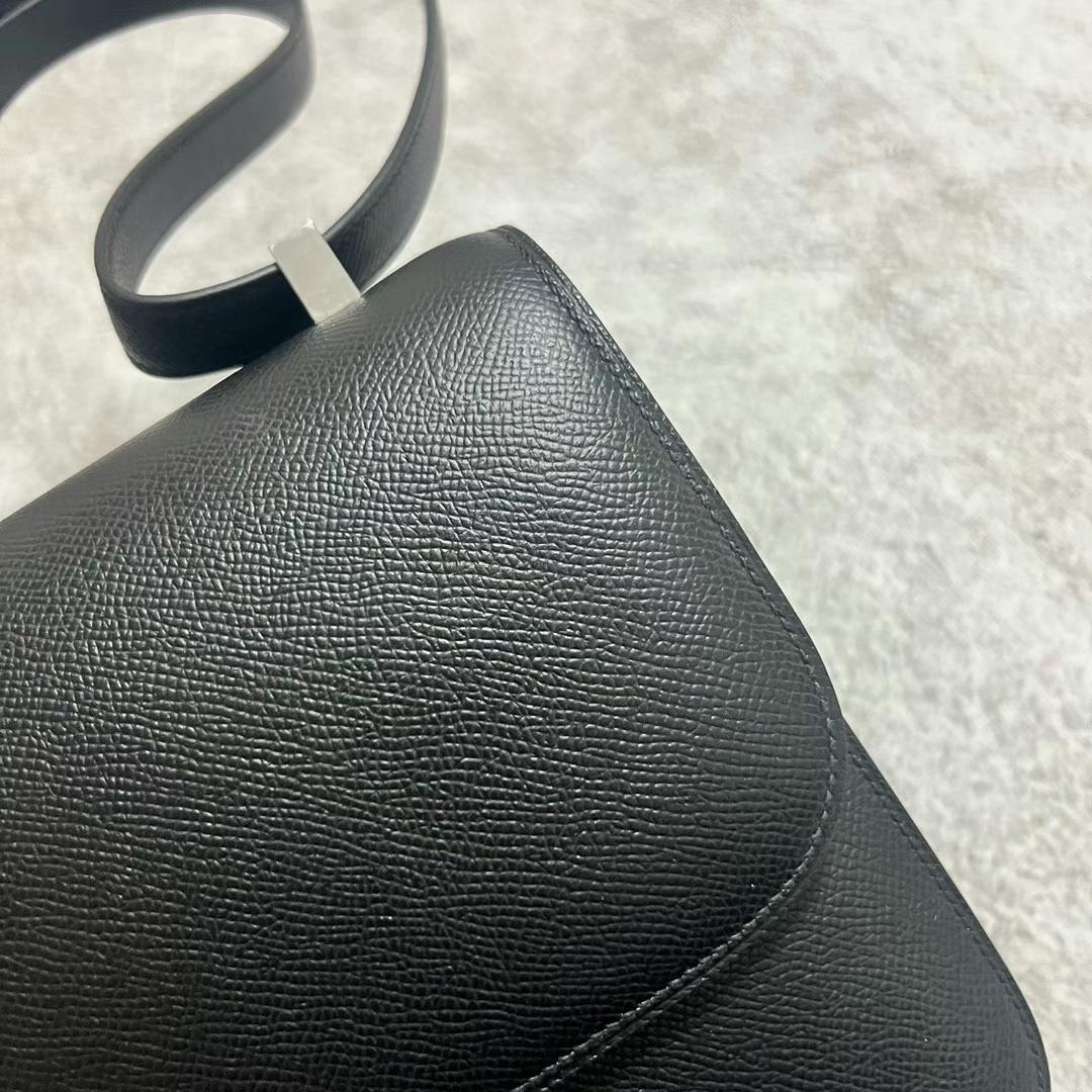 Hermès（爱马仕）Constance 康康 Epsom Ck89 黑色 银扣 24cm 全手工蜡线缝制 Phw