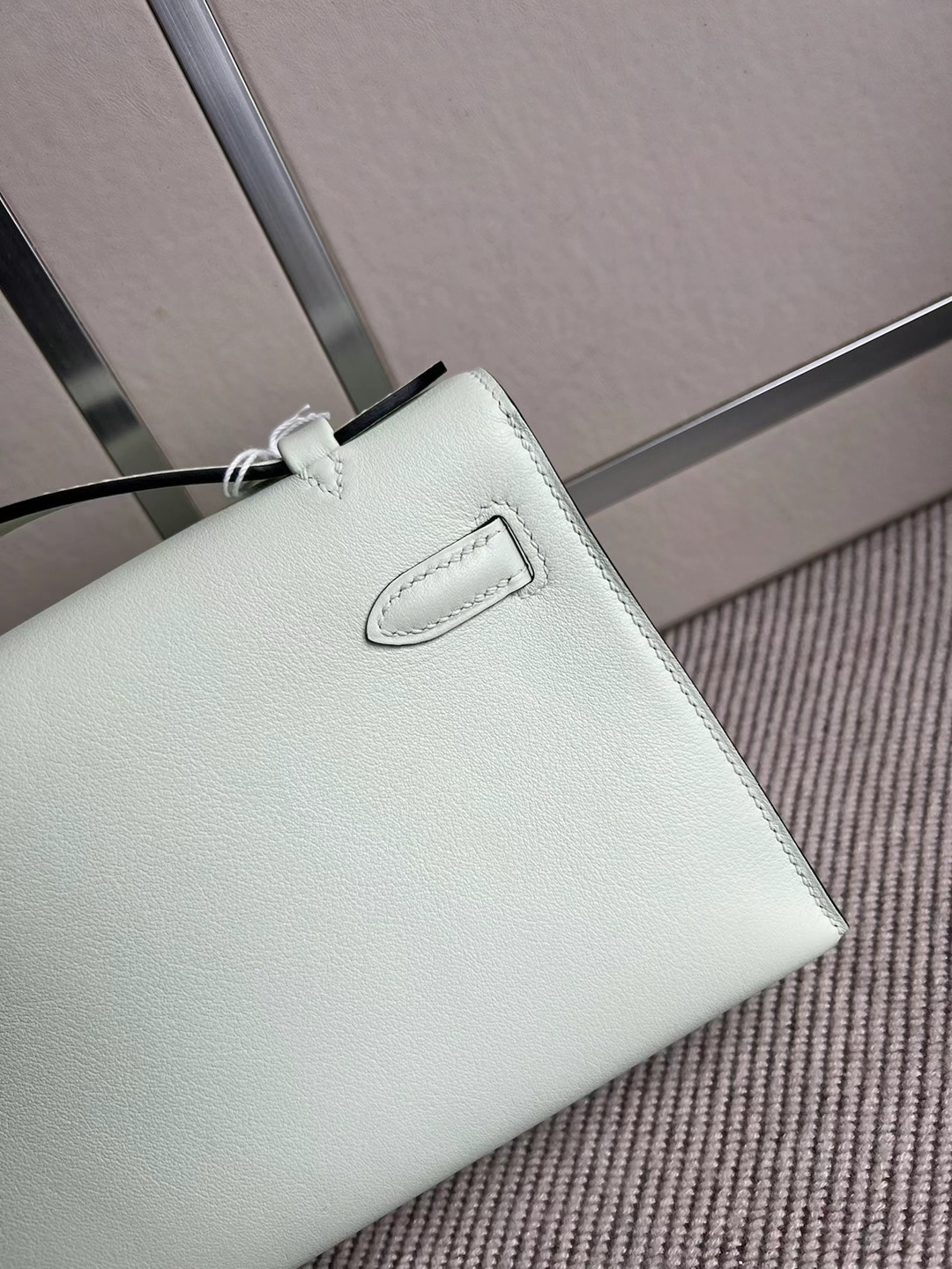 Hermès（爱马仕）Mini Kelly Pochette Swift皮 0S 气泡绿 银扣 22cm 全手工蜡线缝制