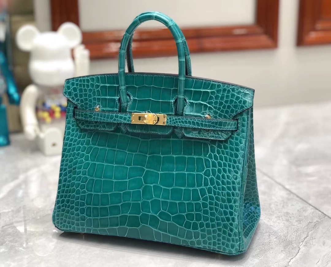 Hermès（爱马仕）Birkin 铂金包 Alligator shiny 亮面鳄鱼 6O 帝王绿 金扣 GHW 25cm 顶级手缝