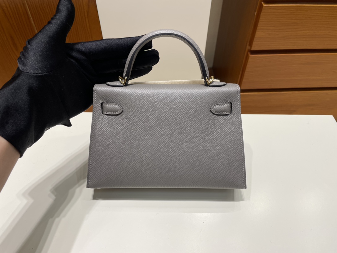 Hermès（爱马仕）Mini kelly ll Epsom 原厂掌纹皮 0L 积雨云灰 gris meyer 金扣 GHW 19cm 顶级手缝