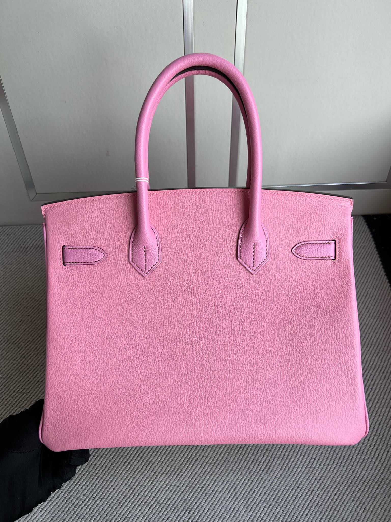 Hermès（爱马仕）Birkin 铂金包 Chevre 山羊皮 3Q 奶昔粉 拼 樱花粉 金扣 GHW 30cm 顶级手缝
