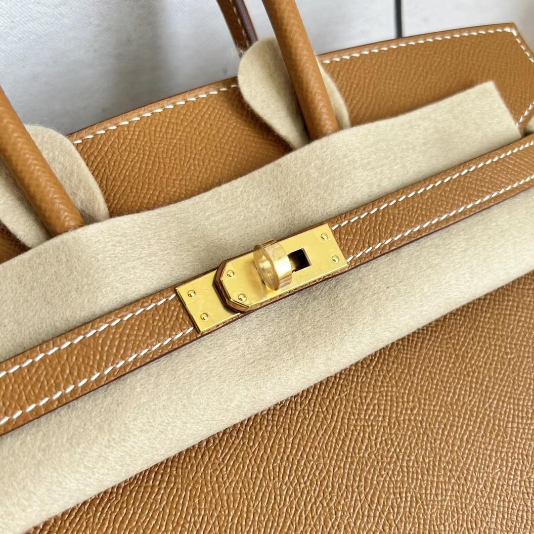 Hermès（爱马仕）Birkin 铂金包 Epsom Sellier Ck37 金棕色 金扣 GHW 25cm 全手工蜡线缝制
