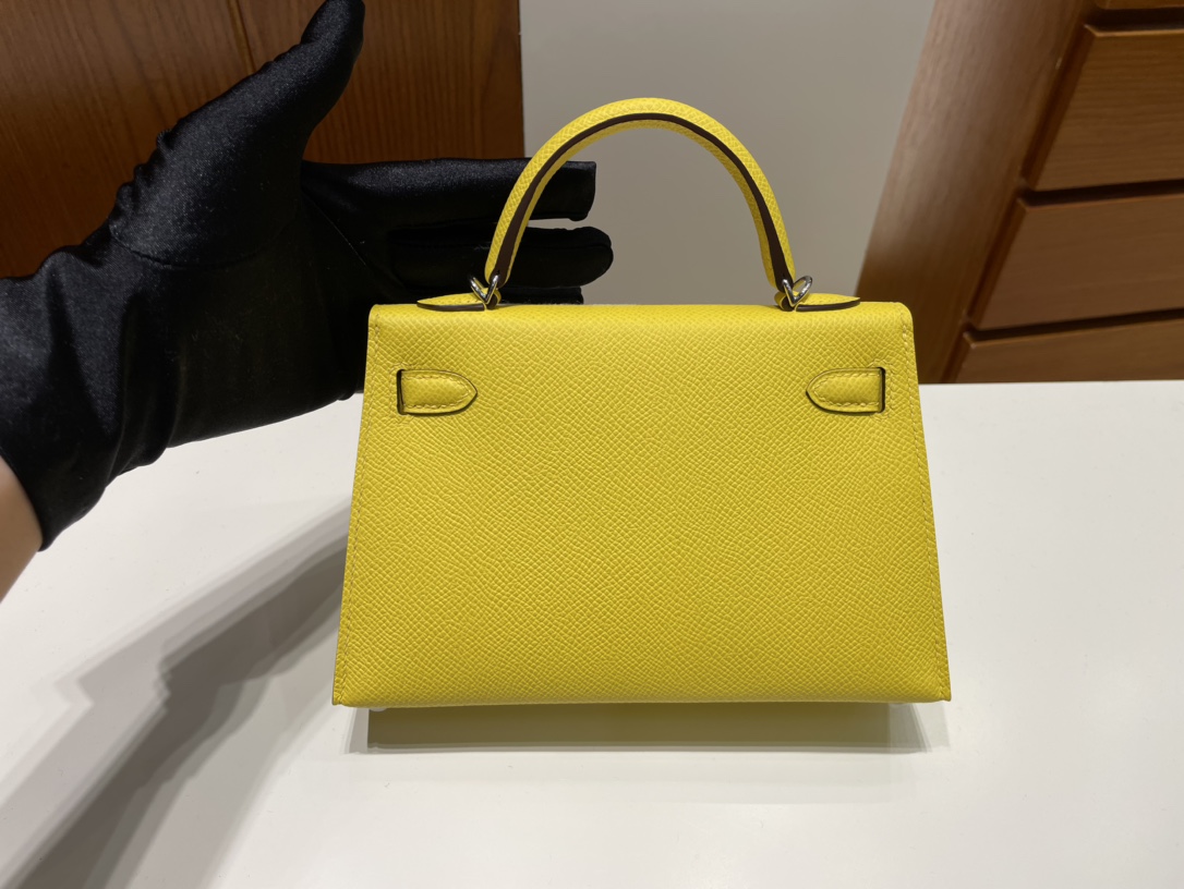 Hermès（爱马仕）Mini kelly 迷你凯莉 Epsom 9o 那不勒斯黄 银扣 phw 顶级手缝 19cm