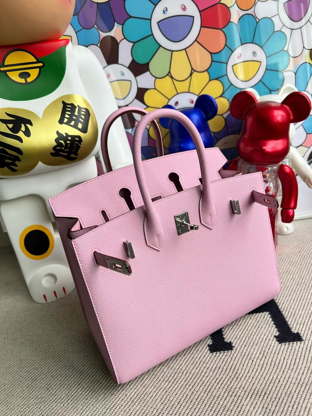 Hermès（爱马仕）Birkin Sellier Epsom 外缝 X9 锦葵紫 银扣 25cm 全手工蜡线缝制 Phw