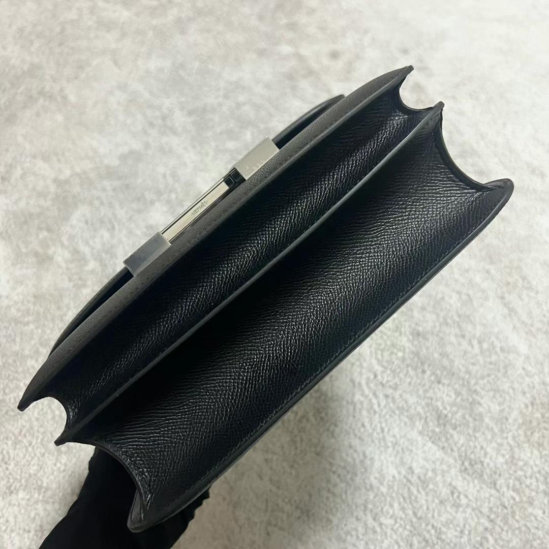 Hermès（爱马仕）Constance 康康 Epsom Ck89 黑色 银扣 24cm 全手工蜡线缝制 Phw