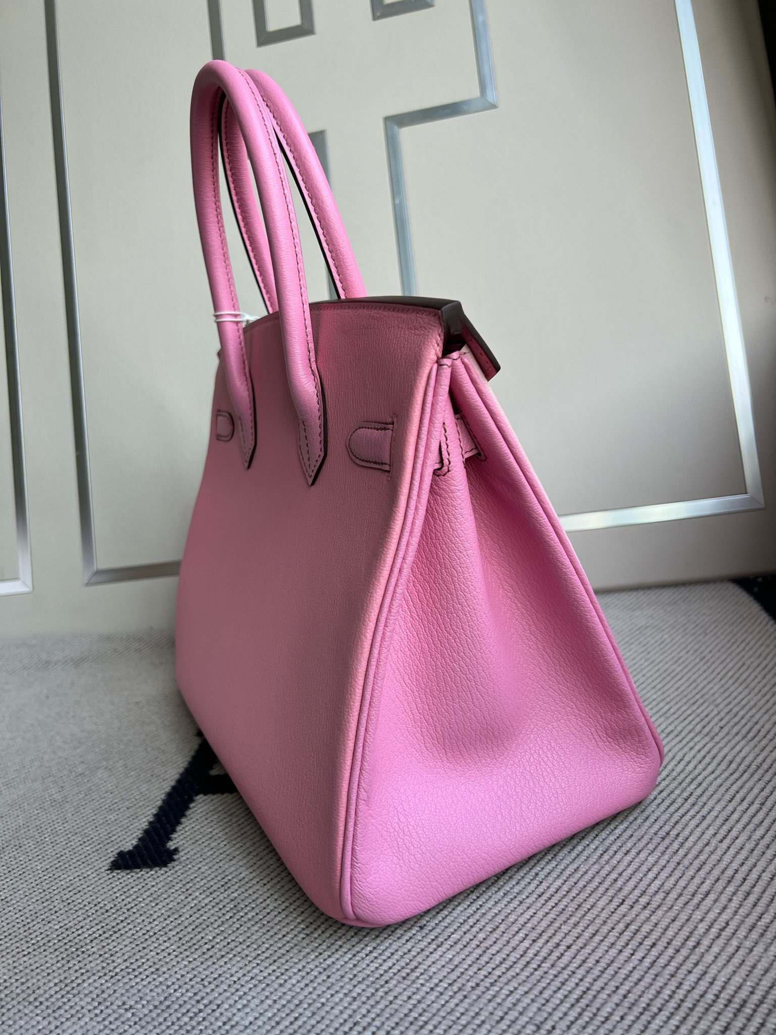 Hermès（爱马仕）Birkin 铂金包 Chevre 山羊皮 3Q 奶昔粉 拼 樱花粉 金扣 GHW 30cm 顶级手缝