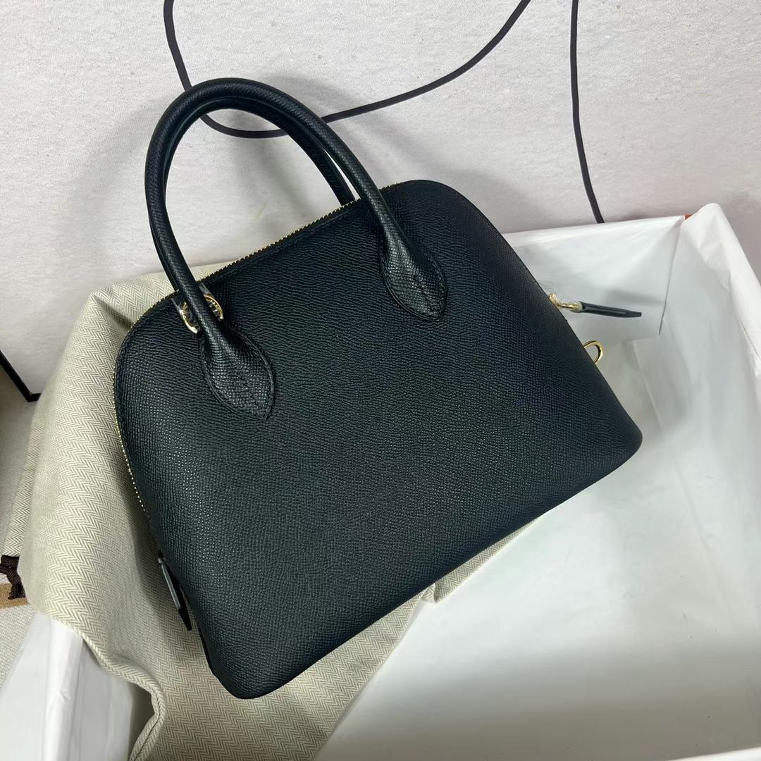 Hermès（爱马仕）Bolide 保龄球包 Epsom Ck89 黑色 金扣 25cm 全手工蜡线缝制 Ghw