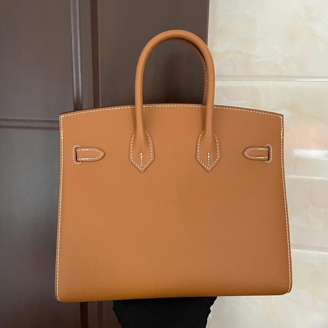 Hermès（爱马仕）Birkin Sellier Epsom 外缝 Ck37 金棕色 银扣 25cm 全手工蜡线缝制 Phw