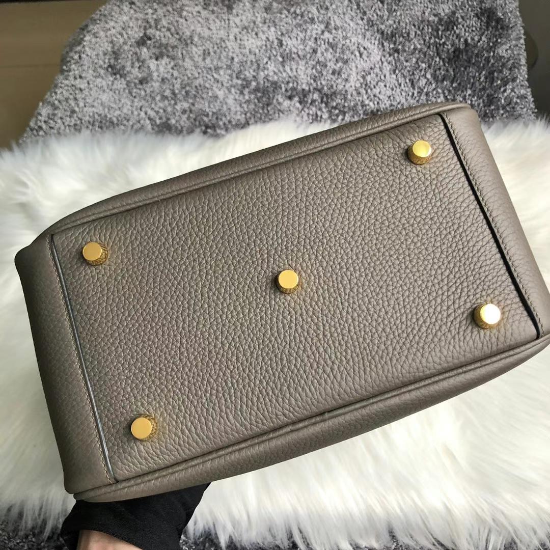 Hermès（爱马仕）Lindy 琳迪包 Clemence（原厂tc皮）8F 锡器灰 金扣 26cm 全手工蜡线缝制