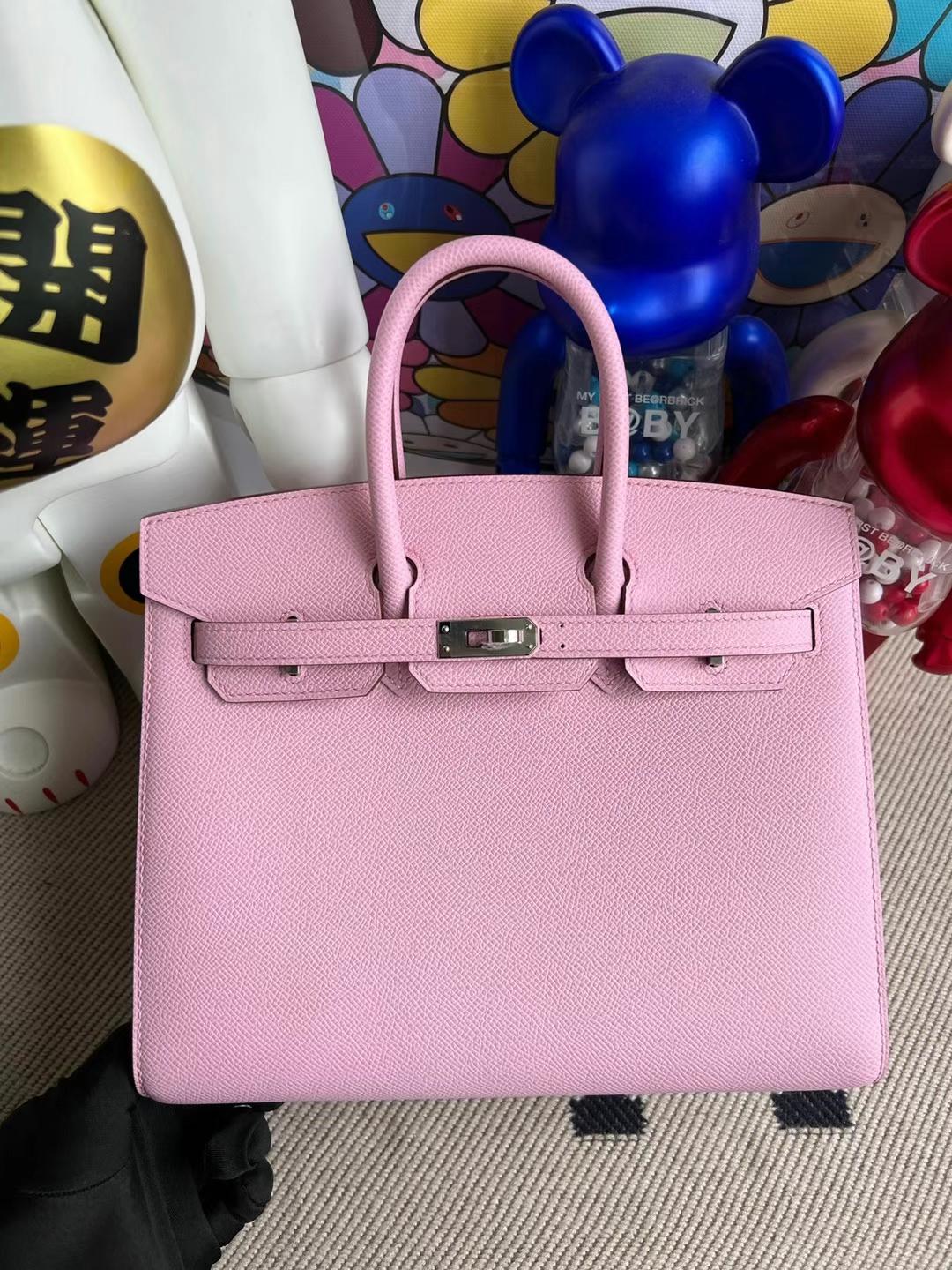 Hermès（爱马仕）Birkin Sellier Epsom 外缝 X9 锦葵紫 银扣 25cm 全手工蜡线缝制 Phw