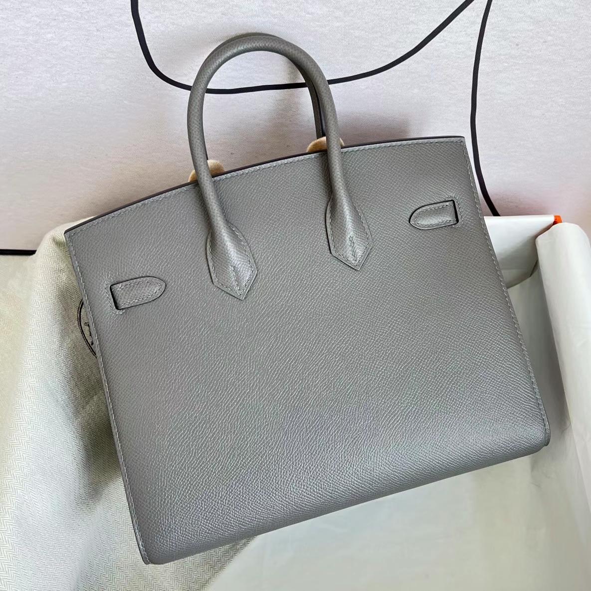 Hermès（爱马仕）Birkin 铂金包 Epsom Sellier 0L 积雨云灰 金扣 GHW 25cm 全手工蜡线缝制