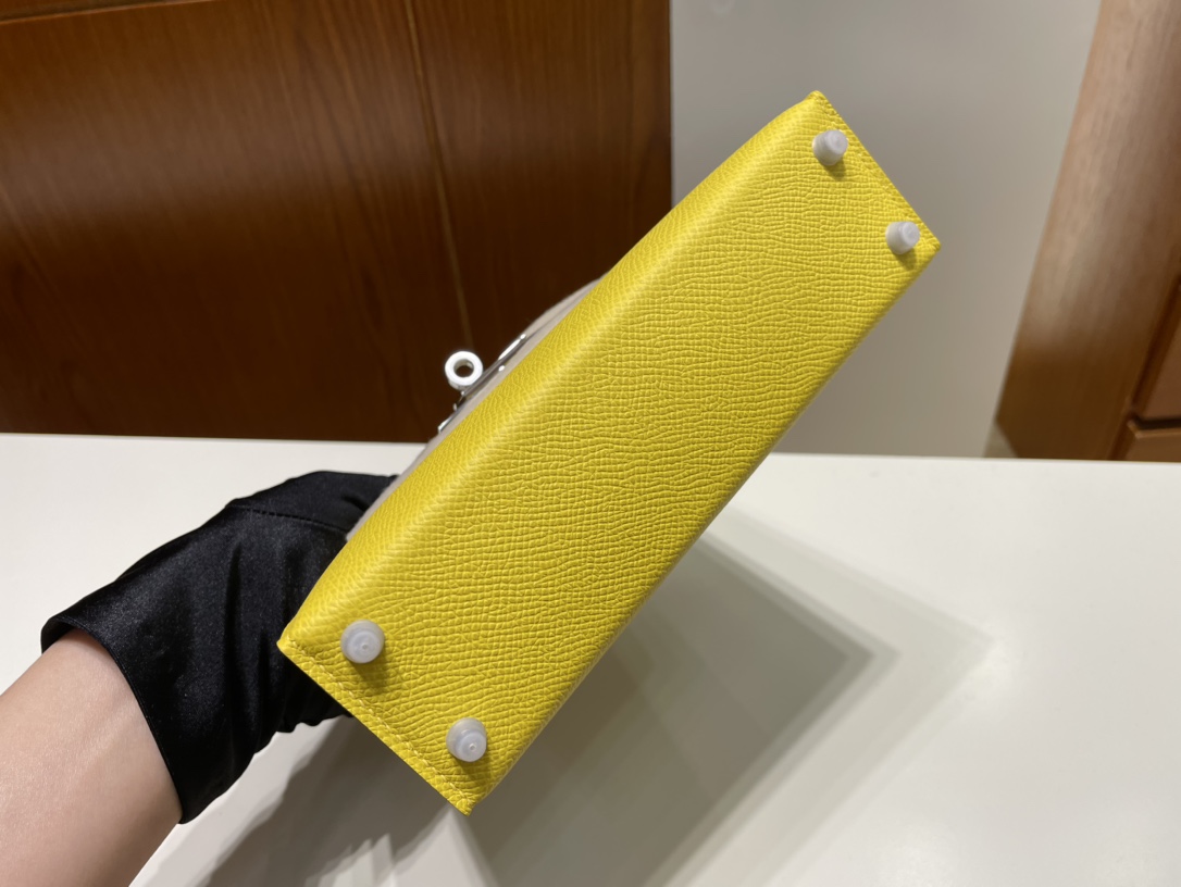 Hermès（爱马仕）Mini kelly 迷你凯莉 Epsom 9o 那不勒斯黄 银扣 phw 顶级手缝 19cm