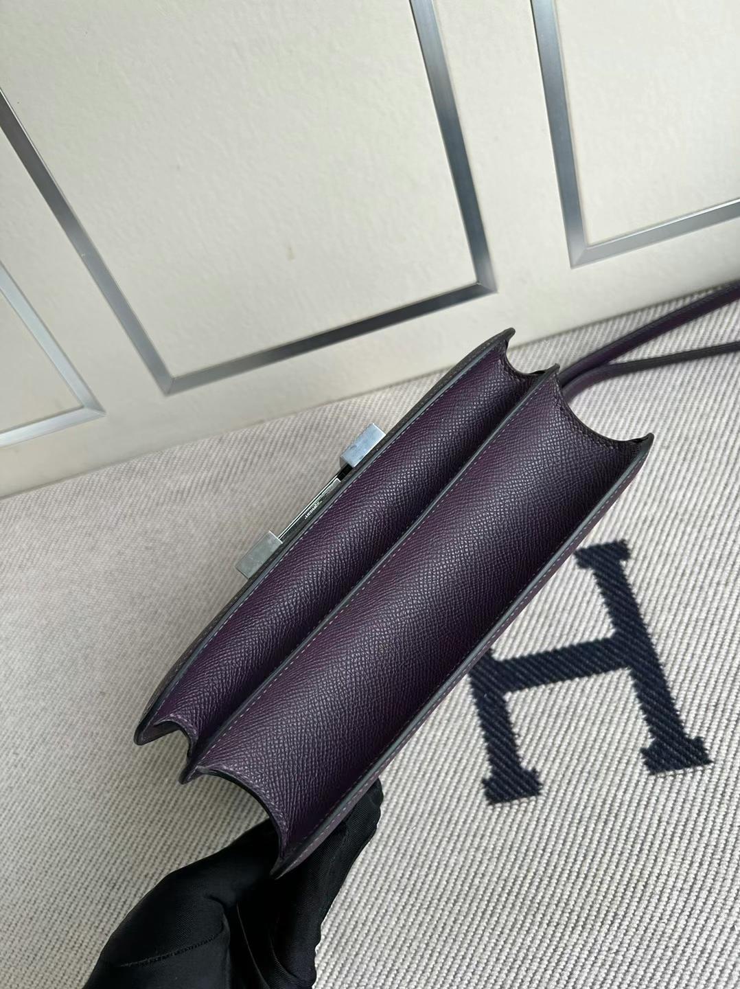 Hermès（爱马仕）Constance 康康 Epsom Ck59 葡萄紫 银扣 PHW 24cm 全手工蜡线缝制
