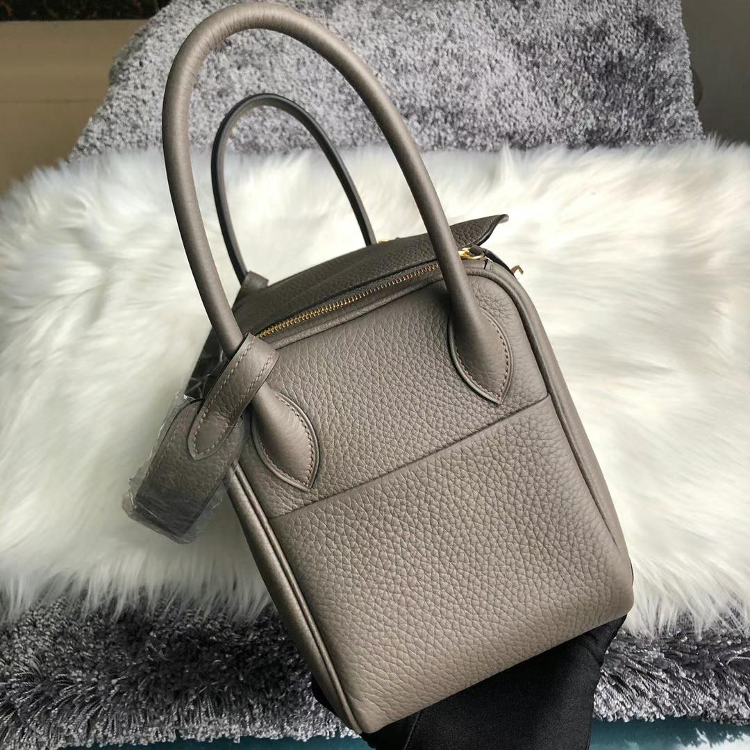 Hermès（爱马仕）Lindy 琳迪包 Clemence（原厂tc皮）8F 锡器灰 金扣 26cm 全手工蜡线缝制