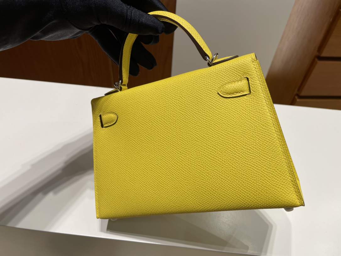 Hermès（爱马仕）Mini kelly 迷你凯莉 Epsom 9o 那不勒斯黄 银扣 phw 顶级手缝 19cm