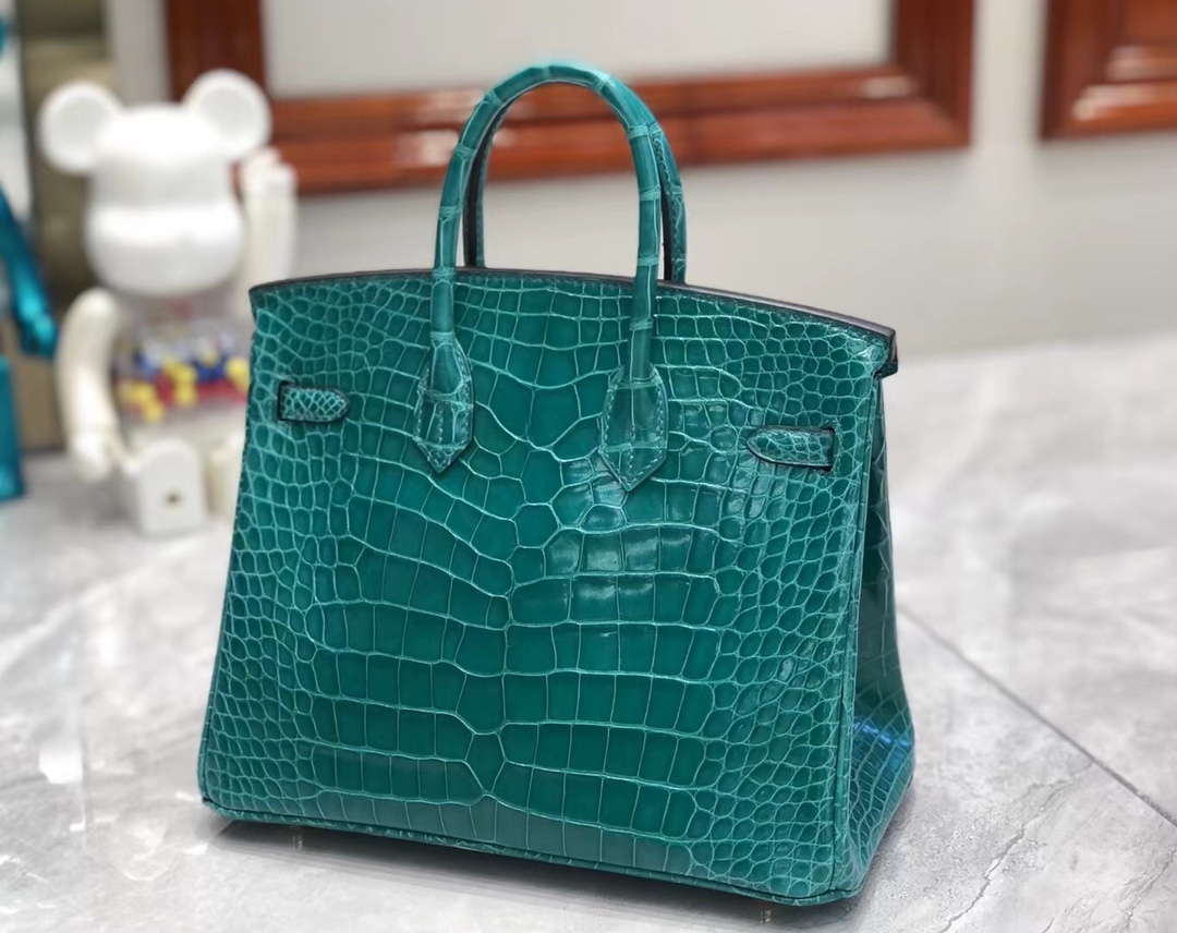 Hermès（爱马仕）Birkin 铂金包 Alligator shiny 亮面鳄鱼 6O 帝王绿 金扣 GHW 25cm 顶级手缝