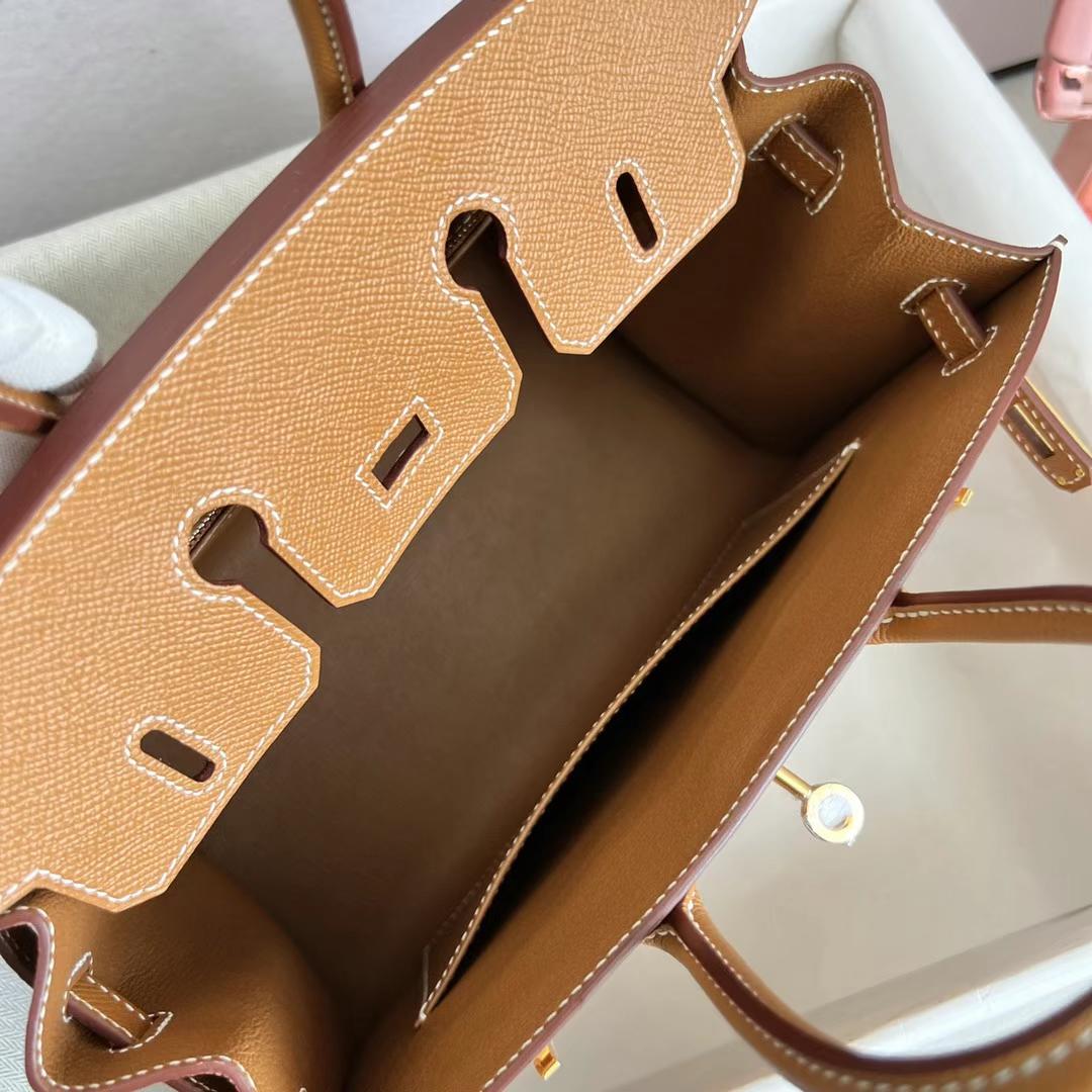 Hermès（爱马仕）Birkin 铂金包 Epsom Sellier Ck37 金棕色 金扣 GHW 25cm 全手工蜡线缝制