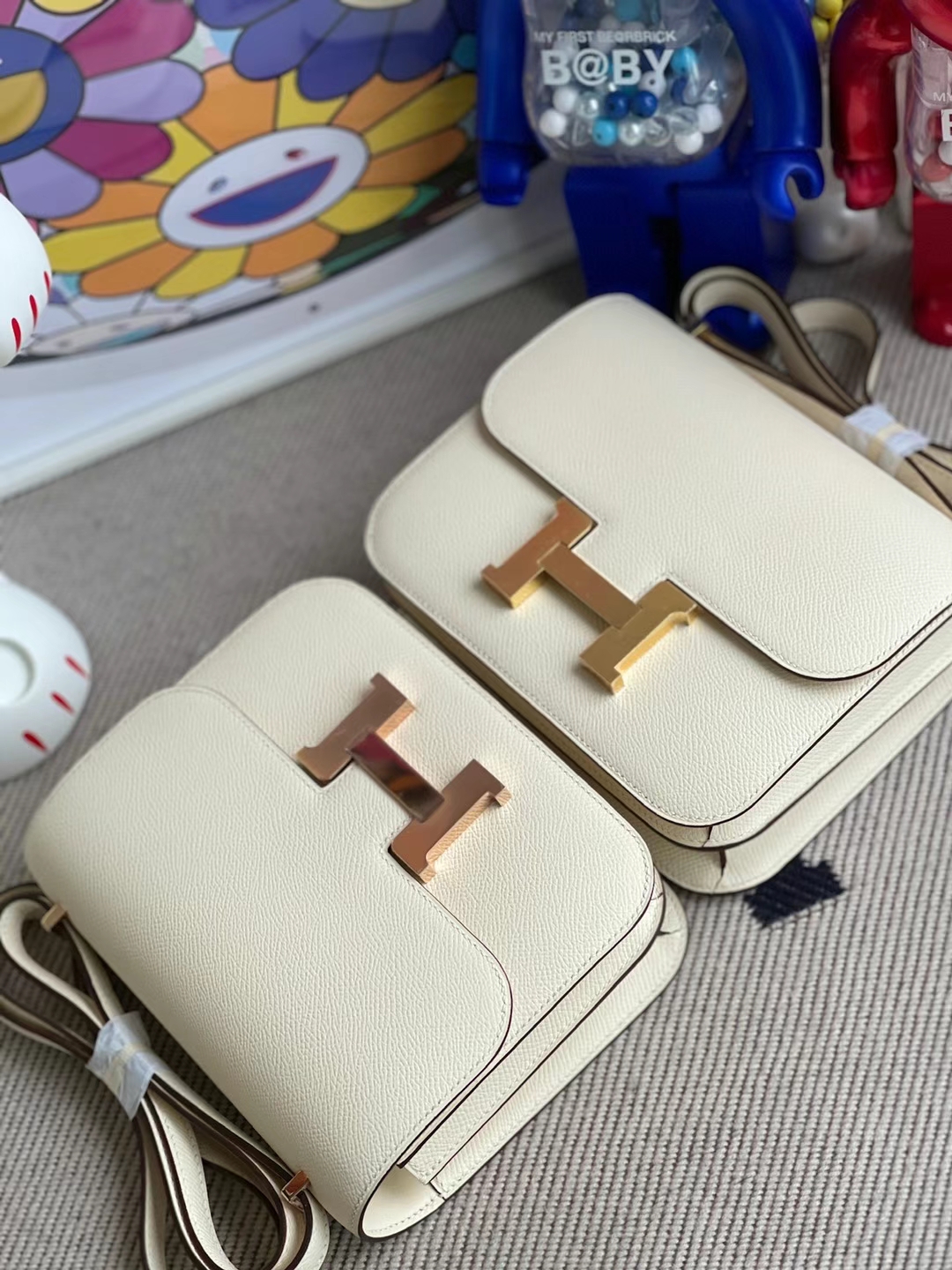 Hermès（爱马仕）Constance 康康 Epsom i2 奶油白 玫瑰金扣 19cm 全手工蜡线缝制