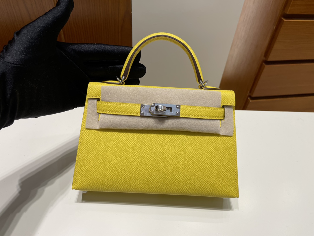 Hermès（爱马仕）Mini kelly 迷你凯莉 Epsom 9o 那不勒斯黄 银扣 phw 顶级手缝 19cm