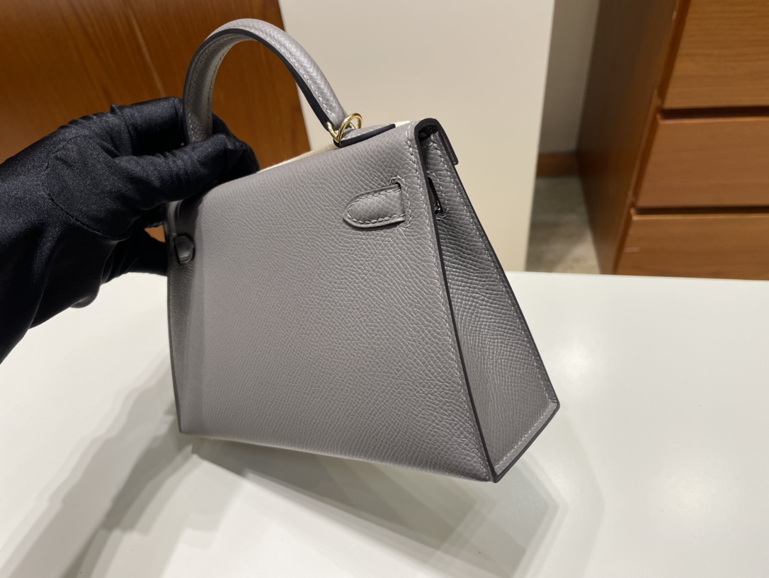 Hermès（爱马仕）Mini kelly ll Epsom 原厂掌纹皮 0L 积雨云灰 gris meyer 金扣 GHW 19cm 顶级手缝