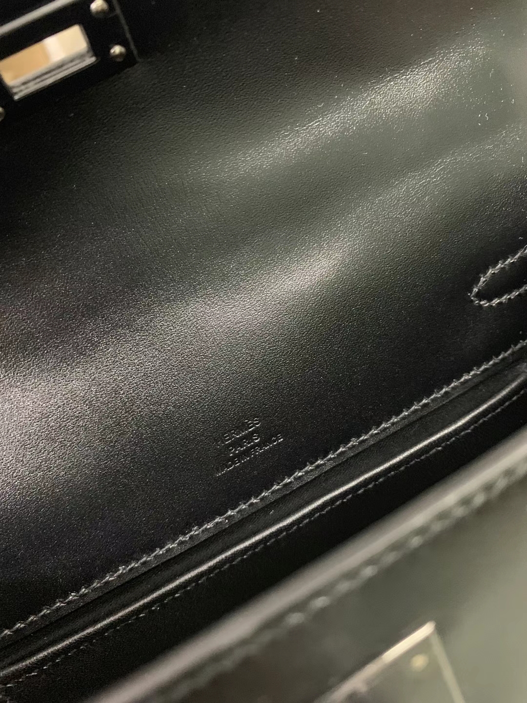 Hermès（爱马仕）Mini Kelly Pochette Box皮 Ck89 黑色 黑扣 22cm 全手工蜡线缝制